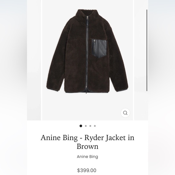 Anine Bing Ryder Full Zip Sherpa Teddy Brown Oversized Jacket Sz XS - Picture 3 of 14